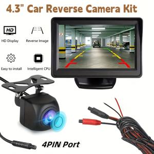 TEMU 4.3인치 LCD 백업 카메라 모니터, 자동차 및 트럭용 후방 시야 스크린, 배터리 미포함