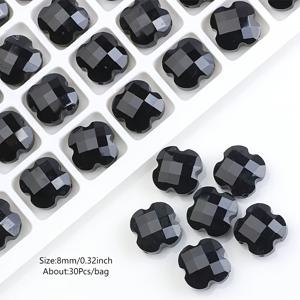 TEMU 30개 (8mm) 유리 비즈 - 다면체 혼합 컬러 (레드, 블랙, ) DIY 주얼리 만들기, 매력적인 귀걸이 & 목걸이 비즈, 모양 유리 비즈 공예용