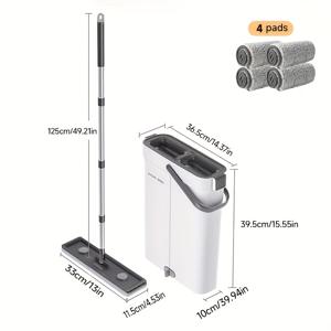 TEMU Joybos 물걸레 세트 (수축기 포함) | 워셔블 극세사 패드와 긴 손잡이가 있는 납작한 물걸레, 모든 바닥 타입 및 창문에 적합, 가정용, 거실, 침실, 욕실, 주방에 이상적