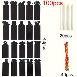 TEMU 50/100 동물 스크래치 북마크 - DIY 종이 공예 키트, 파티 선물, 생일, 할로윈, 크리스마스 - 재미있는 책갈피 만들기 활동, 깔끔한 작업