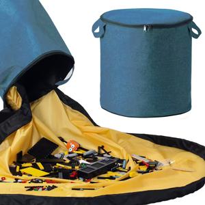 TEMU 1개 대형 어린이 장난감 보관함 지퍼 클로저 - 소년 & 소녀용 내구성 폴리에스터 정리함, x 14.9인치 라운드 게임룸 정리함, 파란색, 장난감, 책 등을 위한 다용도, 장난감 보관함, 침대 밑 보관, 침대 밑 보관, 보관 가방