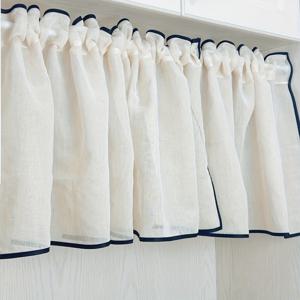 TEMU 1개, 일본 스타일 블랙 트림 반차광 패션 쇼트 커튼, 상단 로드 포켓, 고품질 소프트 단열, 안감 없음, 세탁 가능, 주방·카페·베이 윈도우·발코니 장식용