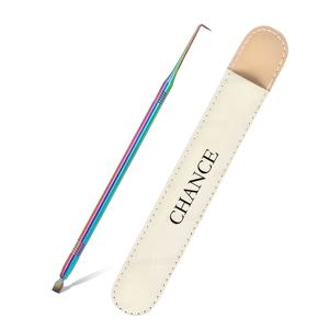 TEMU 싱글 저자극성 스테인리스 스틸 듀얼 헤드 속눈썹 & 눈썹 빗 - 배터리 없는 휴대용 케이스 포함, 아이브로우 정리 및 속눈썹 엉킴 방지 도구