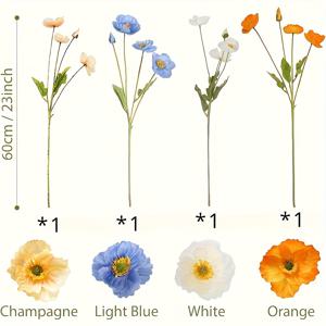 TEMU 밝은 오렌지, 흰색, 빨간색, 파란색 줄기들이 특징인 인공 파파야 꽃 4종 모음입니다. 결혼식, 가족 행사 및 파티 장식에 적합하며 실내 및 실외 모두 사용 가능합니다. Than에 완벽합니다.