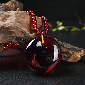 TEMU 진품 버마 7A 등급 블러드스톤 펜던트 목걸이와 앰버 참 - 엄마를 위한 완벽한 선물