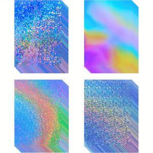 TEMU 20장 고강도 홀로그래픽 카드스톡 - 두꺼운 250gsm/92lb 메탈릭 글리터지 종이, 4가지 반짝임 (블루/퍼플/틸 그라데이션, 파스텔 , 터키즈/핑크 스월, 메탈릭 블루 그라데이션) - 스크랩북킹, 파티 장식, 인사말 카드, 초대장용 - 레이저 및 잉크젯 프린터 호환, 내구성 있는 종이