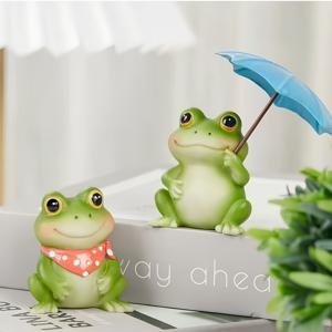 TEMU 2개 귀여운 개구리 레진 조각상, 홈 데코, 벽난로, 침실, 거실, 중국 스타일 디스플레이, 사무실 & 주방 장식용 – 생기 넘치는 녹색 야외 정원 액센트 | 파티오, 연못 또는 가지 전시를 위한 완벽한 추수감사절 선물 | 매력적인 미니어처 피규어