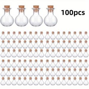 TEMU 100개 미니 유리병 귀여운 코르크 마개 작은 병, 투명 드리프팅 소원병, DIY 공예 및 결혼식 생일 파티 용품