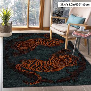 TEMU 소프트 벨벳 + 도트 플러시 백킹 1개 전통 빈티지 패턴 러그, 거실·침실·스터디룸·정원·발코니·가게·카페용 카펫, 세탁기 사용 가능|발매트