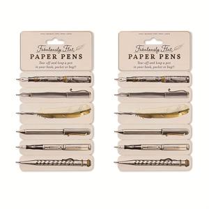 TEMU 1/2개 초슬림 양면 블랙 잉크 플랫 펜, 책이나 가방에 넣기 편한 찢어지는 페이퍼 펜, 페이지 표시용 실용적인 평평한 펜