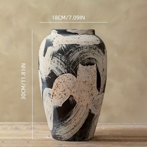 TEMU 징데전 수제 빈티지 도자기 꽃병, 홈 데코 및 컬렉션에 완벽, 거실 및 현관에 적합, 꽃꽂이용으로 이상적.