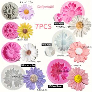 TEMU 7개 세트 꽃 실리콘 몰드, 데이지 클레이 몰드, 석고 몰드, 캔들 몰드, 아로마테라피 왁스 시트 실리콘 몰드, 비누 몰드, 캔들, 석고, 레진, 콘크리트 및 기타 공예 프로젝트용