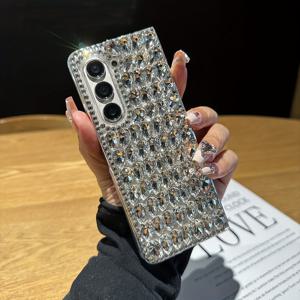 TEMU 폰 케이스: 갤럭시 Z 폴드 3/4/5/6/7용 럭셔리 하이엔드 수제 라인스톤 폴더블 폰 케이스