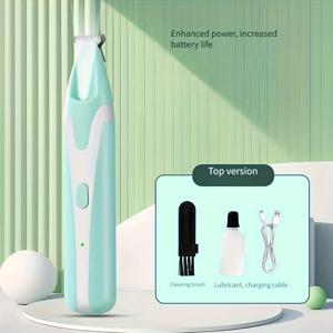 TEMU 충전식 고양이 & 강아지 털 정리기 LED 라이트, 방수 & 저소음 펫 그루밍 클리퍼 - 민트 그린/핑크, 민감한 라이트 베이지, 발, 배, 다리 전신 젖은 상태 면도 - 저유지보수 펫 털 제거