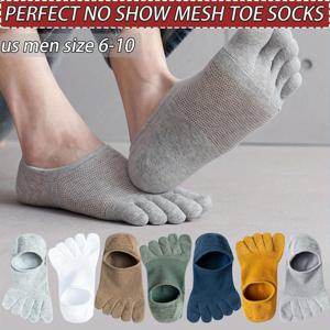 TEMU 여성용 보트 삭스 5켤레, 로우컷 보이지 않는 양말, 발가락 양말, 얇은 여름 스타일, 통기성 메쉬, 땀 흡수, 분할 발가락 양말.