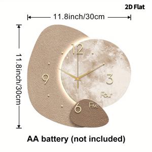 TEMU 2D 플랫, 1pc 창의적인 불규칙한 달 벽시계, 슈퍼 조용한 쿼츠 운동, 틱 소음 없음, 달 위상 디자인, 베이지 및 골든 액센트, 거실, 침실, 사무실, 주방, 카페 장식에 적합 - 친구와 가족에게 독특한 선물, 거실, 침실 액세서리, 현대 장식 조각, 2D 플랫|시계
