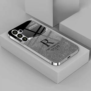 TEMU 폰 케이스: 신상 남성 비즈니스 글리터 R 패턴 전기도금 유리폰 케이스 - S 시리즈/A 시리즈 S25 Ultra/223/24/S22/S23 Ultra/Adlaxy/A70/A72 전 시리즈 호환, 심플, 커플 매력, 저렴하고 귀여운, 4계절 선물용