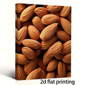 TEMU 1개 아몬드 벽 예술 포스터 - 밝은 갈색 배경의 리얼리스틱 견과류 장식 그림 - 모던 팜하우스 주방, 거실, 사무실 데코 - 나무 프레임 캔버스 프린트 - 걸기 준비 완료 집들이 선물 - 11x15인치 (7-깊이), 침실 작품, 2D 평면, 방 꾸미기에 완벽