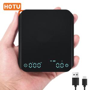 TEMU 1개 HOTU 소형 저울 - 0.1g 정밀도, 2kg 용량, USB 충전식 디지털 커피 저울 LED 스크린, 바리스타 & 커피 애호가를 위한 컴팩트 디자인 (블랙), 고정밀 계량, 모던 기기, 고품질 전자 제품