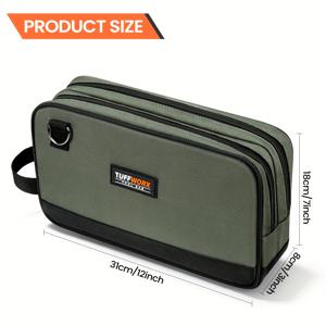 TEMU 헤비듀티 TUFFWORX 도구 가방 정리함 - 지퍼 클로저가 있는 이중 칸막이 툴박스 파우치, 조립 불필요 - 드릴, 렌치, 자동차 공구 호환 가능 - 기계공, 계약자, DIY 프로젝트용 - 그레이/블랙 색상 옵션, 워크숍 보관, 견고한 디자인, 튼튼한 구조, 계약자용 툴박스|파우치