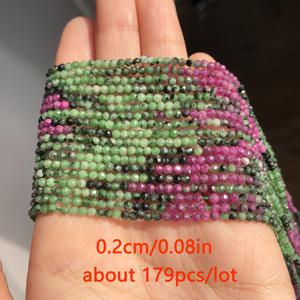 TEMU 1줄 TTUIJI 2mm 면처리 천연 에피도트 스톤 비즈 - 그린, 핑크, 퍼플 & 블랙 라운드 루스 비즈 DIY 주얼리 만들기용, 작은 참 목걸이, 팔찌 및 공예품, 스페이서 비즈, 생동감 넘치는 디자인, 광택 마감, 매끄러운 표면