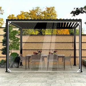 TEMU 1개 두꺼운 투명 방수 타포린, PVC 두꺼운 방풍 천 (실링 링 포함), 실외 정원 투명 커버 (우천 방지, 방풍, 방수, 방진, 방설), 파티오 및 현관에 적합