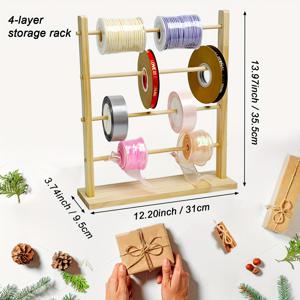 TEMU 1개 나무 리본 홀더, 스풀 정리대, 리본 및 실 전시용 스탠드 – 공예실, 케이크 가게, 꽃가게에 이상적한 리본 보관함