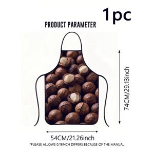 TEMU 1pc 하와이 맥아데미아 너트 프린트 아포 - 스타일리시 폴리에스터 디자인, 맥아데미아 너트 클로즈업, 가정, 주방, 베이킹 및 작업에 완벽, 재미있는 휴일 파티 아포, 베이킹 아포 | 재미있는 디자인 | 내구성 아포
