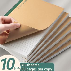 TEMU A5 크래프트 종이 노트북 세트 10개입 - 크래프트 종이 커버 & 플랫 레이 디자인, 불렛 저널링에 적합 | 두꺼운 비투명 종이 | 노트북당 40장/80페이지, 루즈리프 노트북, 스케치북, 여행 일기장 세트, 업무, 아트 캠프, 여행자, 사무용품, 크리스마스 선물에 이상적