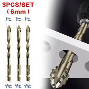 TEMU 3개/세트 (6mm) 카바이드 톱니형 이심축 드릴 비트, 금속·세라믹·콘크리트·목재 구멍 뚫기용