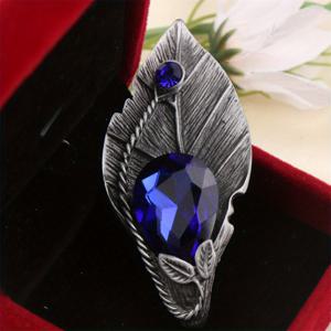 TEMU 1개 OESDPHS 바로크 럭셔리 리프 브로치 핀 - 우아한 진한 블루 & 클리어 - 장식적인 주얼리, 마키즈-틸 센터와 블랙 리프 팁이 있는 불규칙한 리프 디자인, 남녀 공용 웨딩/파티 액세서리, 휴일, 생일, 기념일을 위한 피스 선물 - 내구성 있는 일상 또는 특별한 날 브로치 (럭셔리 피스, 독특한 선물 아이디어) - 진한 블루 보석