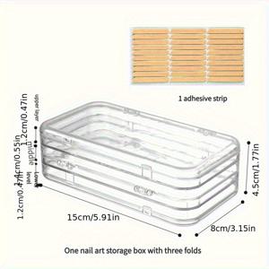 TEMU 빈티지 스타일 3단 투명 네일 폴리쉬 & 액세서리 정리함 - 휴대용 먼지방진 뚜껑 포함, 프레스온 네일 및 주얼리 보관 케이스, 여행 및 가정용 네일 수납 정리함