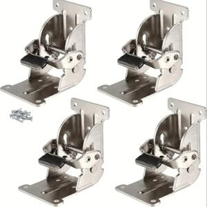 TEMU 4단 접이식 다리 힌지 브래킷 | 0° - 90° - 접이식 지지 브래킷, 나사 포함 자체 잠금 힌지, 테이블 다리, 침대 다리, 작업대 및 은색 재질의 고정 브래킷에 사용.