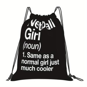 TEMU 넷볼 걸 디파인션 드로스트링 백팩 - 카툰 프린트 혼합 컬러, 소프트 쉘 & 실용적인 포켓, 조절 가능한 끈 잠금장치, 세탁기 사용 가능, 체육관/여행/일상용, 재미있는 디자인, 기능성 가방, 경량 멀티백, 캐주얼 스타일|스트링백팩