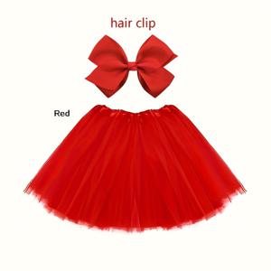 TEMU 2pcs 세트 1 캔디 컬러 푹신한 튤 스커트 + 1 리본 머리핀, 패셔너블 튤 발레 프롬 파티 코스튬 성인 스커트, 패셔너블 스위트 멀티 레이어 숏 스커트, 캔디 컬러 푹신한 스커트, 크리스마스 등 다양한 코스튬에 적합|머리핀