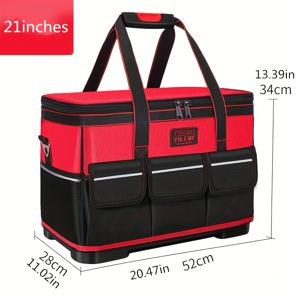 TEMU 레드 17인치 19인치 23인치 전기공구 도구 키트, 사각 포켓 캔버스 토트와 옥스포드 직물 수리 도구 상자, 전기공, 가정 개선, 낚시, 다양한 수리용 적합