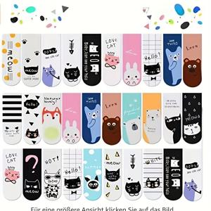 TEMU 30개 세트 카툰 동물 시리즈 독특한 창의적인 북마크, 선생님, 독서 애호가, 책 애호가에게 완벽한 강력한 자석 페이지 클립, 책 및 플래너 마커로 사용 가능