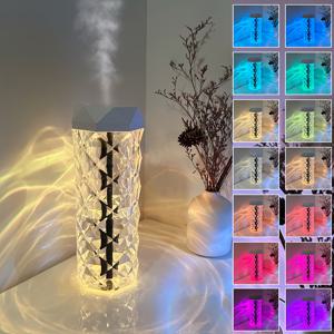 TEMU A - 전원 가습기, 싱글룸에 적합, 아크릴 재질, 스타일리시한 기하학적 디자인과 컬러 LED 조명, 대용량, 침실, 사무실, 교실에 완벽하며 선물용으로도 좋습니다.