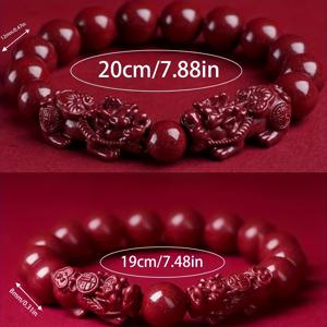 TEMU 2pcs 커플 행운의 픽셀 팔찌, 부와 평화 - 풍수 빨간 버밀리온 보석, 연인, 친구 및 가족을 위한 완벽한 선물