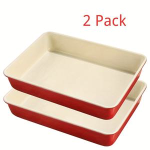 TEMU 2개 세트 헤비듀티 카본 스틸 라자냐 베이킹 팬 142인치, 논스틱 세라믹 코팅 깊은 직사각형 팬 - 오븐 & 가용, 홈 & 레스토랑 주방용, 베이킹 (할로윈/크리스마스/이스터/추수감사절) - 그레이, 내구성 있는 주방 용품