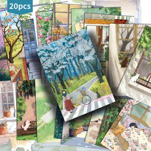 TEMU 20pcs ASSTSS 만화 소녀와 고양이 포스트카드 - 4x6 인치 빈티지 핀업 삽화, 수집 가능한 스크랩북 및 크래프팅 카드, 영어 텍스트, 잡지, 노트북, 장식 프로젝트에 적합, 노트북 액세서리, 상상력 있는 디자인, 품질 프린트 마감