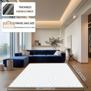 TEMU 접이식 양면 패턴 아기 발 달리기 매트, 유치원 바닥, 실내 게임, 야외 캠핑, 여행, 해변 휴가에 적합, 부드러운 모서리 보호 기능과 간편한 닦기 휴대용 디자인.