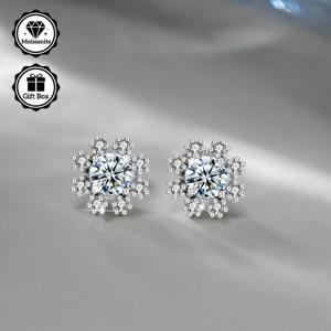 TEMU 1쌍 VVS 모이사나이트 귀걸이, 눈송이 모양 귀걸이, 925 스털링 실버 바늘, 그녀를 위한 발렌타인데이 선물, GRA 인증서 포함, 청소년용