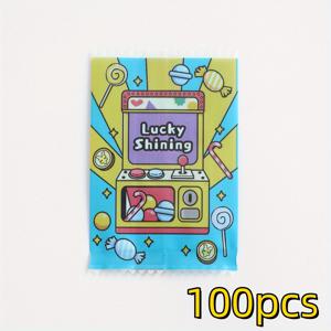 TEMU 100개 2사이즈 컬러풀 미니 선물백 게임 콘솔 프린트 럭키 샤이닝 리테일 쇼핑백, 재사용 가능한 플라스틱 핸들 가방 - 결혼식, 생일, 휴일, 비즈니스 & 파티 이벤트용 소형 선물봉투 (5x7.5cm, 7x9cm)