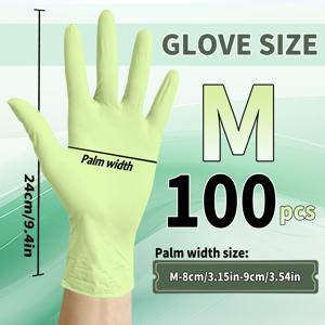TEMU 100/50개, 9인치 잔디 그린 니트릴 장갑, 방수 및 미끄럼 방지, 가정 청소, 휴일 선물, 주방 설거지, 욕실 청소, 애완동물 청소, 일회용 장갑, 네일 아트, 미용, 라텍스 프리, 먼지 프리|네일아트