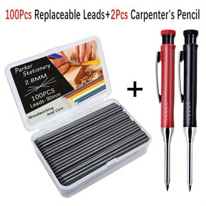 TEMU 2.8mm 목수용 연필, 특수 교체 코어 포함 - 대용량 리드, 세라믹 타일 및 금속 바닥 마킹을 위한 자동 깊이 구멍 디자인, 내구성 있는 플라스틱 구조, 정밀 마킹 도구, 인체공학적 그립, 고품질 리드