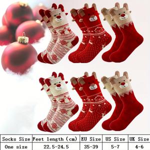 TEMU 6쌍 청소년용 포근한 플러시 크리스마스 양말 - 귀여운 만화 사슴 & 곰 디자인, 레드 & 화이트 미드-캐프 양말 골든 액센트, 세탁기 사용 가능, 휴일 선물에 완벽, 크리스마스 양말, 축제 신발, 재미있는 양말 디자인, 부드러운 소재, 청소년용, 고양이 크리스마스 스타킹, 고양이 크리스마스 스타킹, 고양이 양말, 소녀/학교용