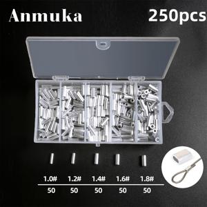 TEMU 250개 상자 낚시 싱글 라인 알루미늄 튜브 바다 낚시 스틸 와이어 싱글 라인 클립 후크 세 개의 갈래 스케일 낚시 세트 알루미늄 합금 비즈 고추장 링 액세서리 낚시 장비 용품