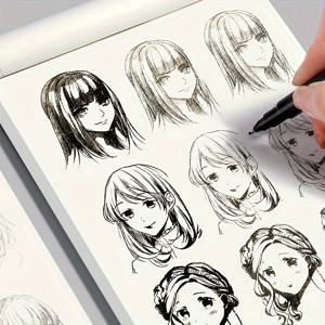 TEMU 초보자를 위한 애니메이션 라인 드로잉 북 - 연습, 스케치 및 컬러링 가이드 - 여성 캐릭터 단계별 설명서 - 애니메이션 , 만화 팬, 일러스트레이터를 위한 완벽한 도구 - 그림 기술 향상, 캐릭터 스케치, 고품질 종이 재료, 쉬운 윤곽 디자인, 매끄러운 페이퍼 질감, 트레이싱 워크북, 창의적인 취미 활동가용