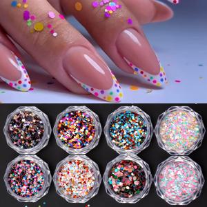 TEMU 미니 러브 하트 스타 도트 네일 시퀸 반짝이는 3D 장식 카와이 마크롱 컬러 폴카 도트 디자인, 라운드 모양 네일 글리터 DIY Y2K 네일 참 네일 아트 용품 장식